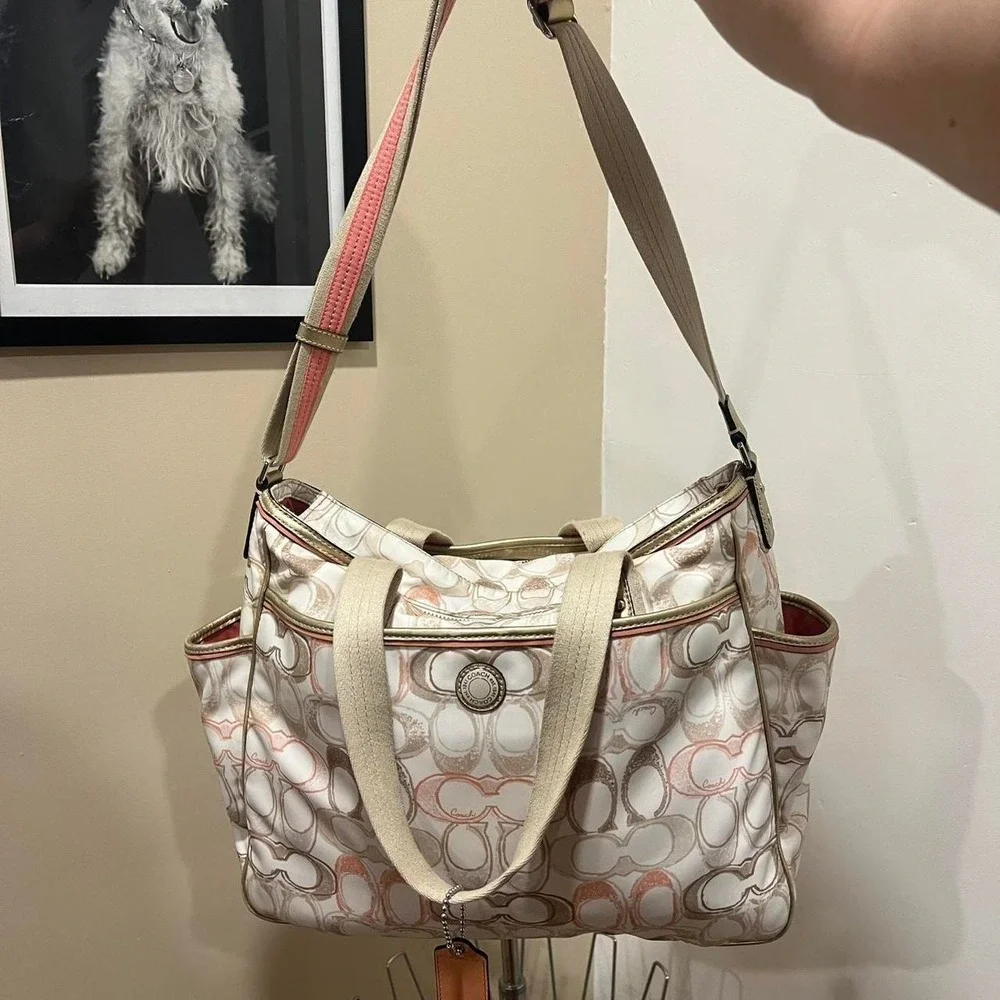 y2k 2000s Coach Signature Cs Monogram Diaper Shoulder Bag / Handbag